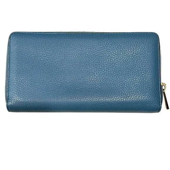 Gucci Blue Leather Zip-Around Wallet Embossed Logo Authentic - Picture 3 of 14